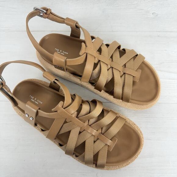 rag & bone Park‎ Platform Fisherman Sandals Women 8.5 Brown Leather Crossover - Picture 3 of 15